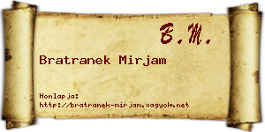 Bratranek Mirjam névjegykártya